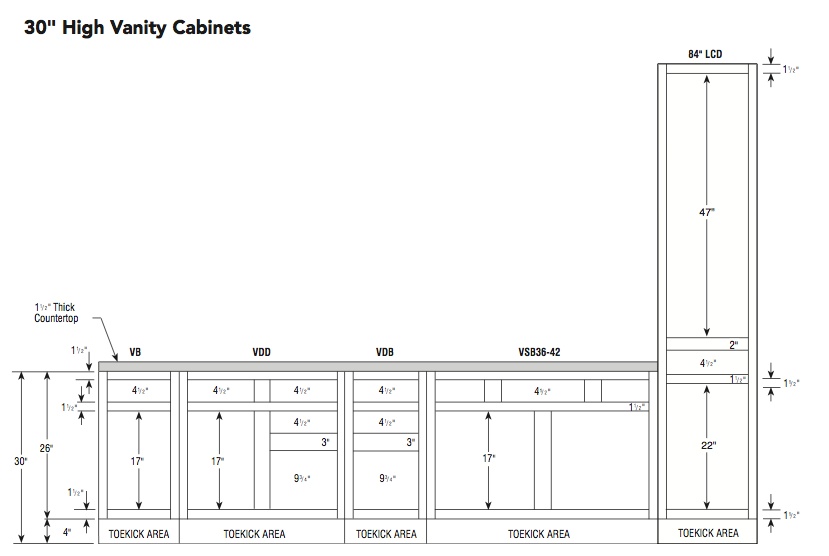 Aristokraft 30H vanity specifications