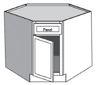 BCSB36: Kitchen Corner Sink Base Cabinet, 17"w x 34 1/2"h (36" along wall)