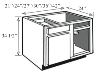 BL_27: Kitchen Corner Base Cabinet with Blind, 27"w x 34 1/2"h x 24"d