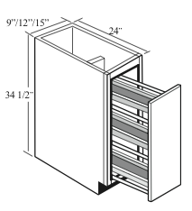 BPP12: Kitchen Base Pull-Out Pantry Cabinet, 12"W x 34.5"H x 24"D