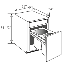 BR18: Kitchen Base Recycling Cabinet, 18"w x 34 1/2"h x 24"d