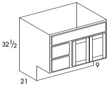 York Vanity Combo Cabinet (36"W x 32.5"H x 21"D) 9" ADA-compliant toekick *Special Order