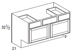 York Vanity Sink Drawer Base (42"W x 32.5"H x 21"D) 9" ADA-compliant toekick *Special Order